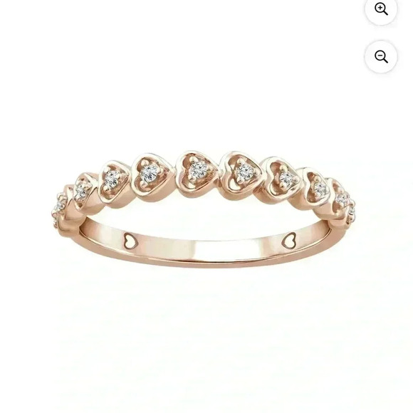 Color of Love Jewelry - Woman’s Color of Love 0.05 Carat Diamond Stackable Band In 10k Rose Gold Hearts